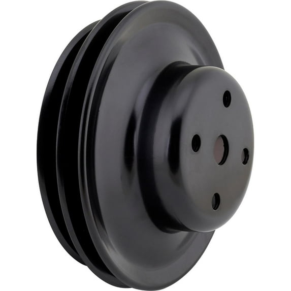 Double Groove Water Pump Pulley, Big Block Chevy, Long Pump, Black