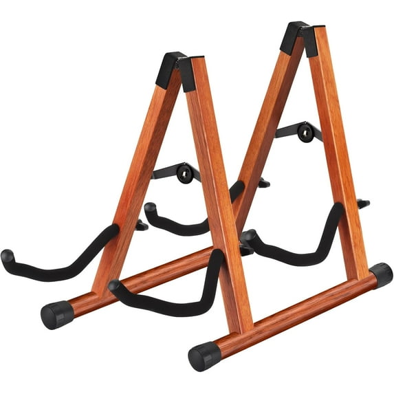 Double Guitar Stand, Acoustic Guitar Stand for Multiple Guitars, Folding A-Frame Electric Guitar Stand, Wooden Guitar Stands Floor For School Music Program, Concerts, Easy to Assemble
