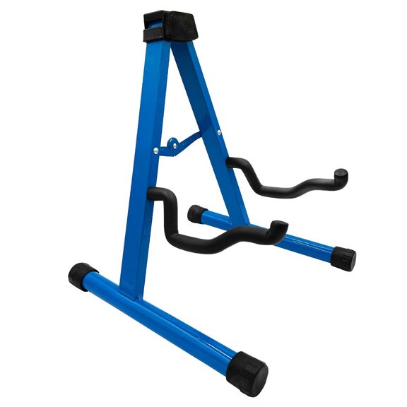 Double Guitar Stand Floor Adjustable Heavy Duty A Frame Universal Folding Acoustic Electric Bass Mandolin Banjo Violin Holder Stands For On Stage Studio - Blue