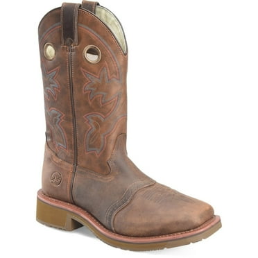 Double-H Boots Men's Antonio 13" Wide Square Toe Roper Non-Metallic Soft Toe Work Boot Rust - DH5134  EARTHQUAKE RUST