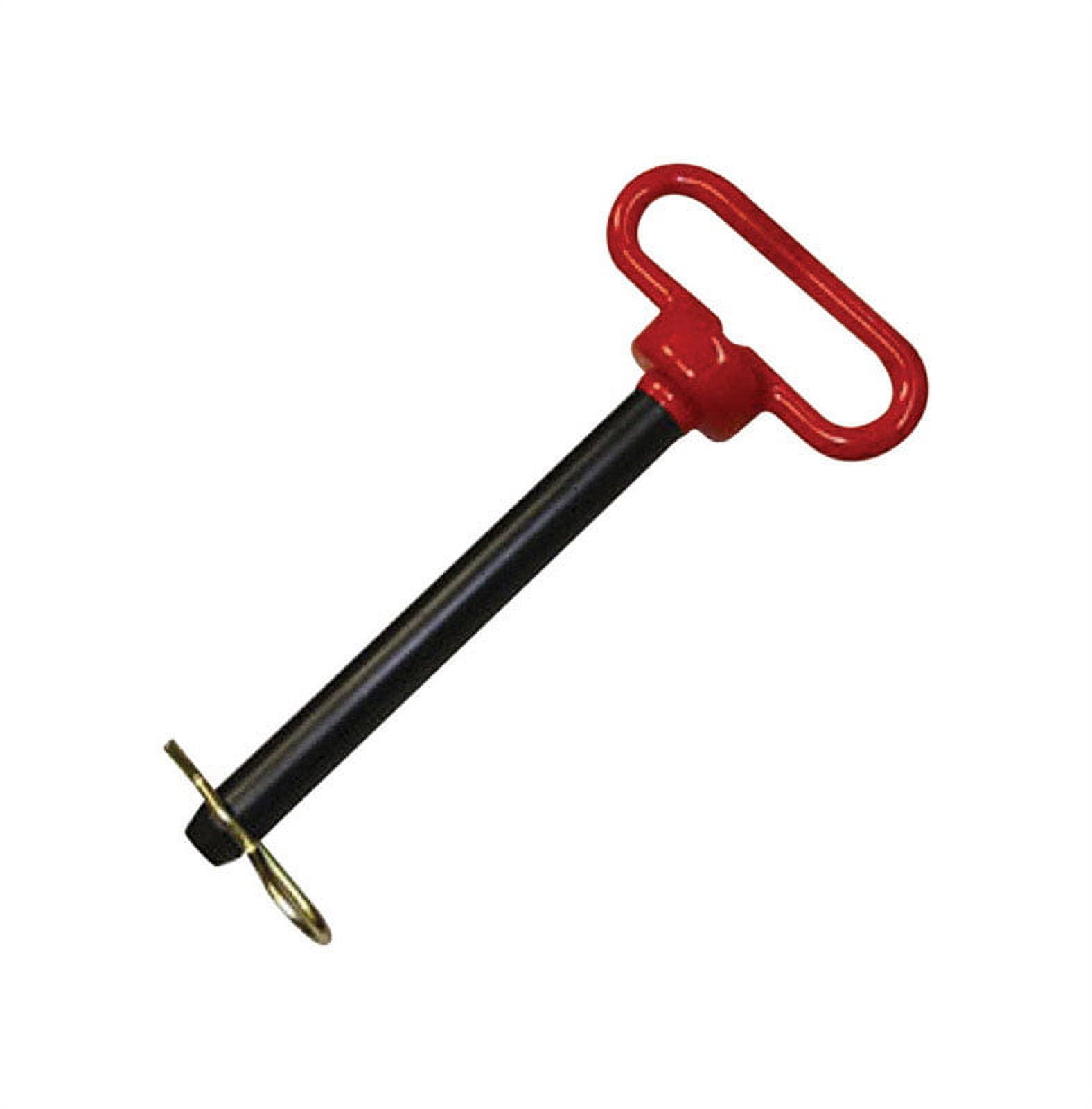 Double HH Steel Hitch Pin Heavy Duty - 1 in. Dia x 7.5 in. L, Heat-Treated, Hairpin Clip