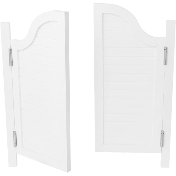 Double Half Doors Swinging Doors with Hinges, Louvered Interior Doors for Openings, Solid Pine Wood Room Divider for Hallway Kitchen Entrance Partition, White (White, 35.4" W X 35.4" H)