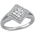 thumbnail image 1 of Double Halo Diamond Engagemenr Ring, Square Halo Ring, Split Shank Diamond Ring, Pave Set Illusion Diamond Ring, 2.3 Ct Simulated Diamond, 925 Sterling Silver, Gift Ring For Her, 1 of 4