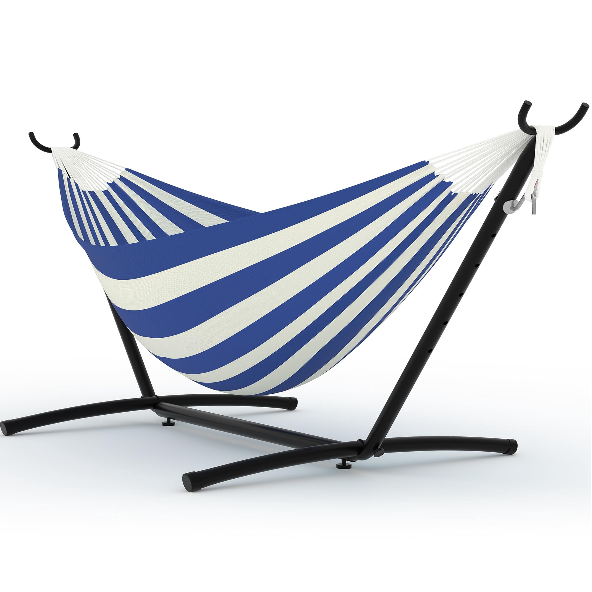 Double Hammock with Adjustable Steel Stand – Portable 2-Person Hammock with 450 Lbs Capacity, Waterproof Carry Bag & Space-Saving Design for Backyard, Beach & Balcony