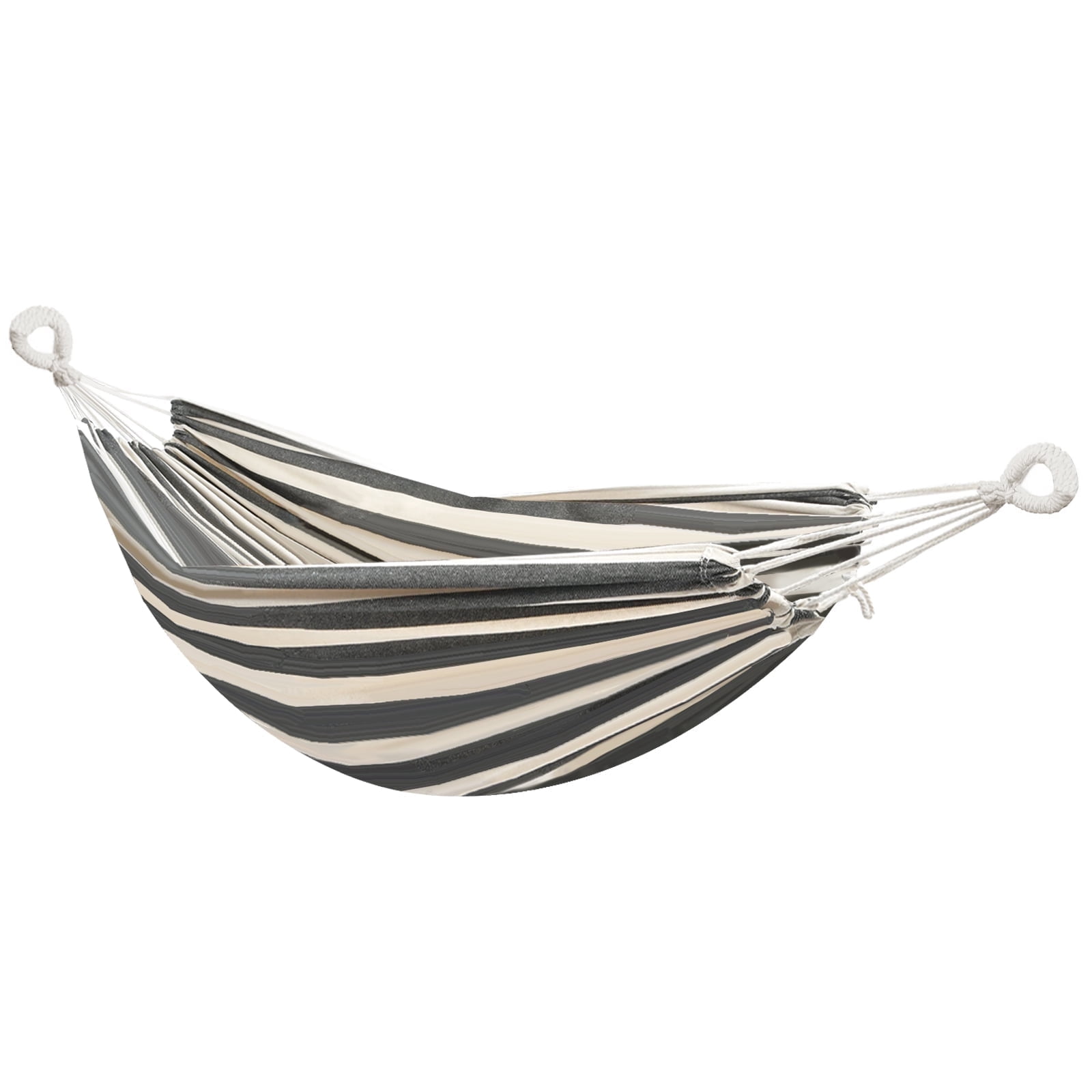 Double Hammock Comfortable for Hanging Sturdy 440lbs Capacity Hammock for Camping Outside Garden Outdoor Indoor Patio Backyard, Black and White
