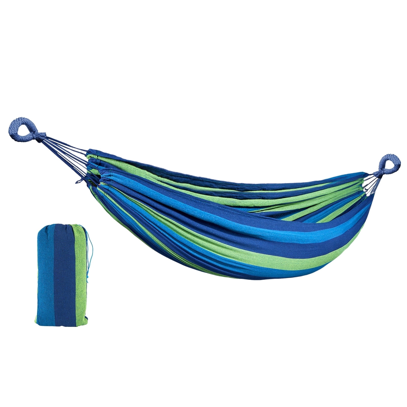 Double Hammock Comfortable for Hanging Sturdy 440lbs Capacity Hammock for Camping Outside Garden Outdoor Indoor Patio Backyard, Blue Green