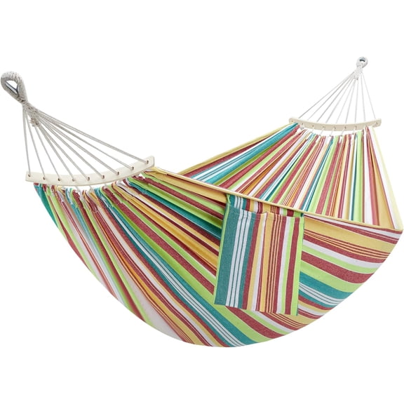 Double Hammock for Outside with Tree Straps, Replacement for Stand | (Orange, Medium)Fit 9-10 ft stand, Soft Polycotton, 550 lbs Capacity, Convenient Side Pocket, Spreader Bar, Portable Bag