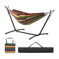 thumbnail image 1 of Double Hammock with Stand, Heavy-Duty 2-People Hammock, Stand Set with Carrying Bag, Storage Bag, Heavy-Duty Portable Hammock for Park, 450LB Capacity - Rainbow Stripe, 1 of 5