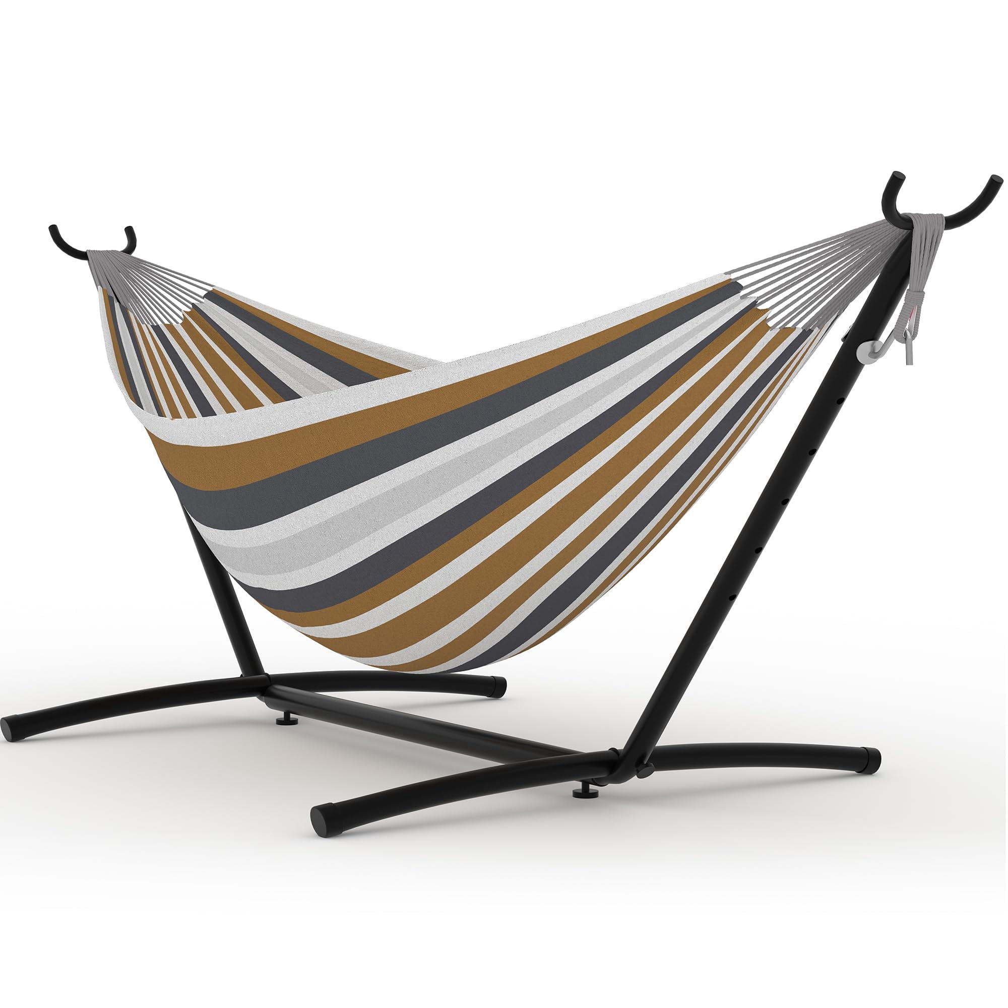 Double Hammock with Heavy Duty Steel Stand, 450 lbs Capacity, Portable Outdoor Hammock Set with Carry Bag for Patio, Yard, Camping, and Garden