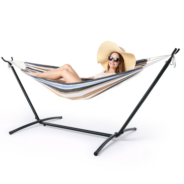 Double Hammock with Space Saving Steel Stand, 2 Person Heavy