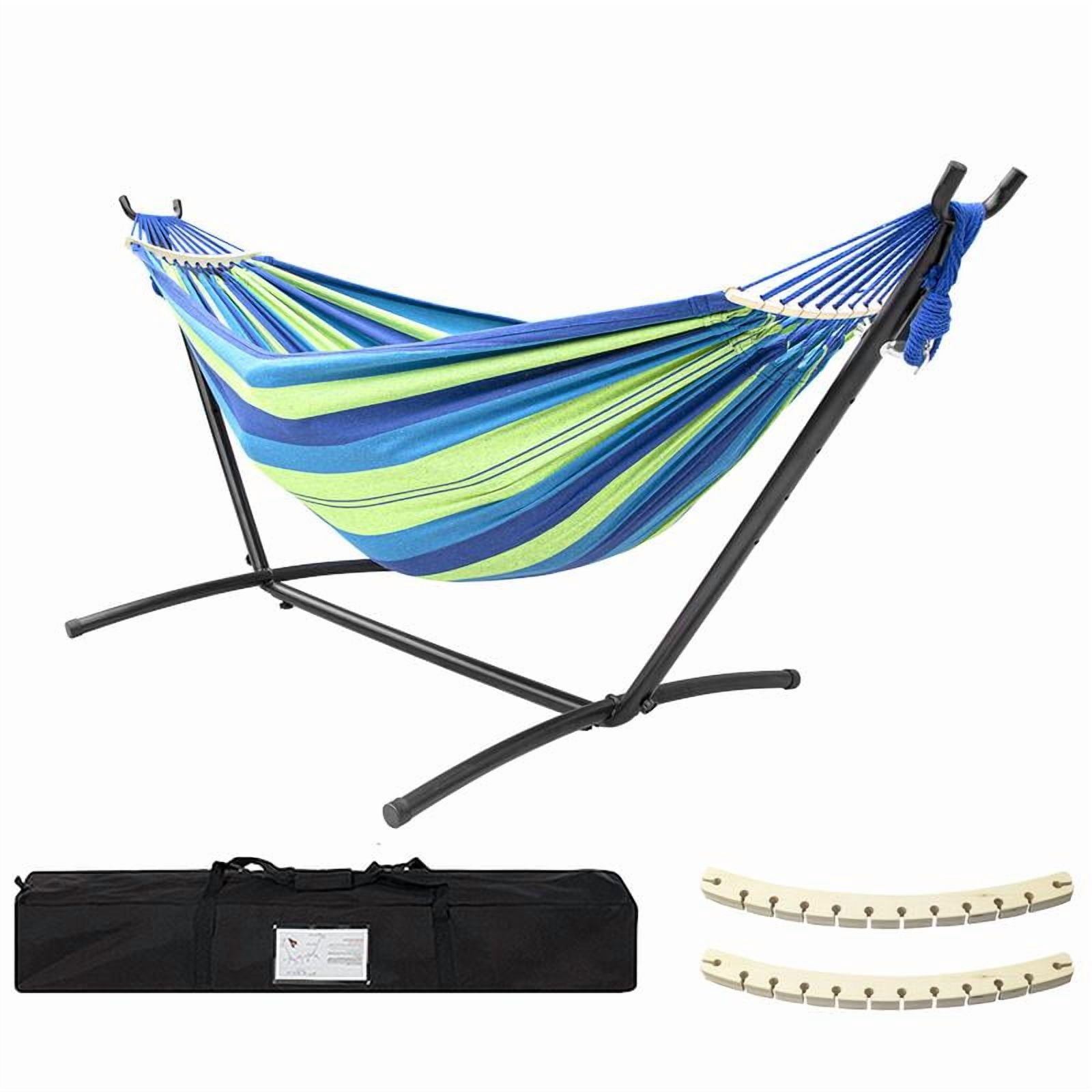 Hammock with Stand Included 450lb Capacity Steel Stand, Premium Carry Bag Included and Two Anti Roll Balance Beam
