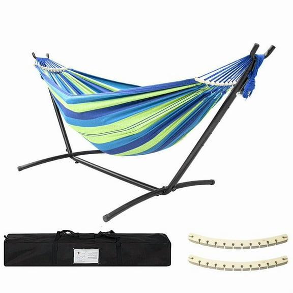 Hammock with Stand Included 450lb Capacity Steel Stand, Premium Carry Bag Included and Two Anti Roll Balance Beam