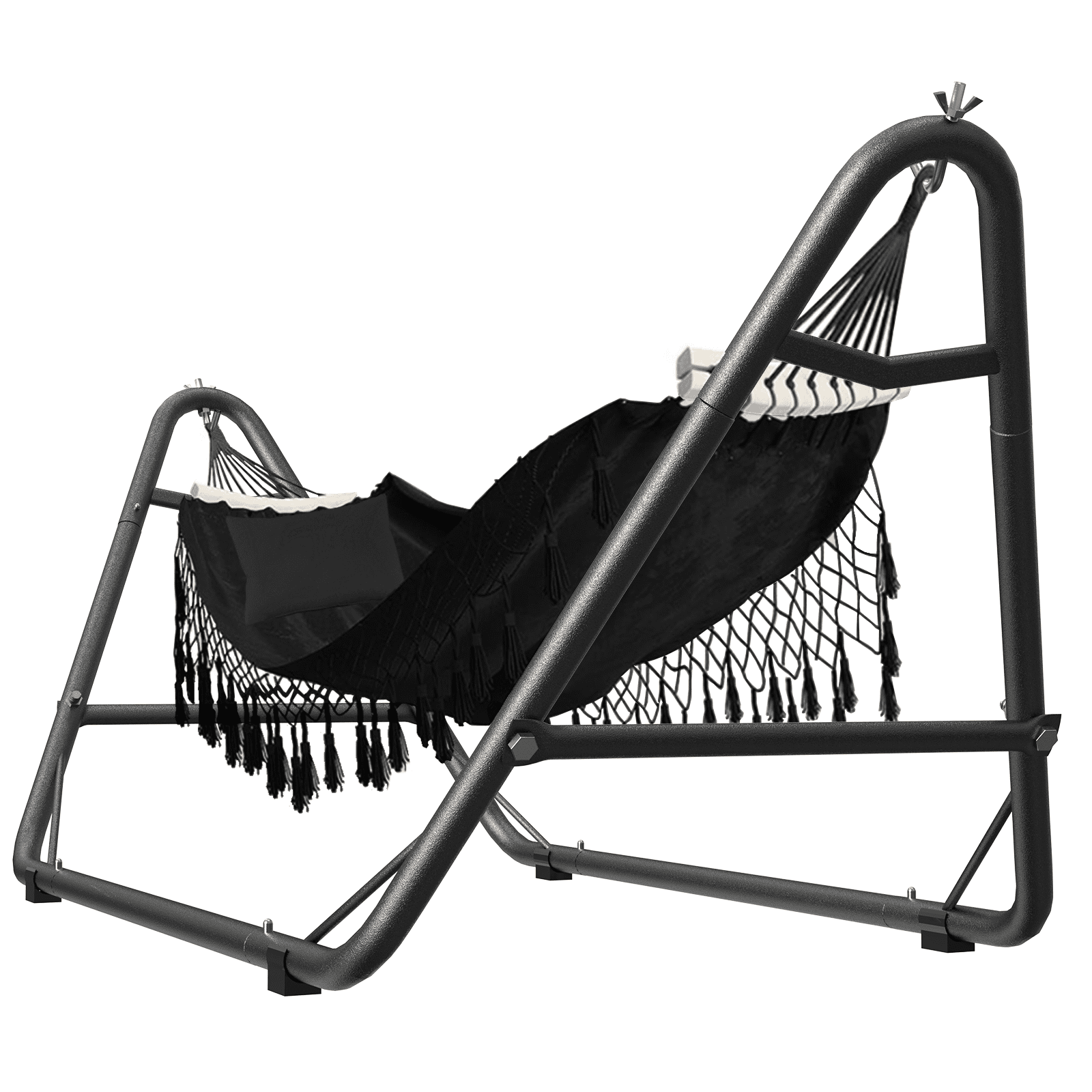 Yacona Hammock with Stand for Outside, Heavy Duty Steel Hammocks with Pillow for Backyard, Porch, Patio, Garden, Black