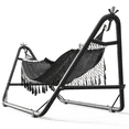 thumbnail image 1 of Yacona Hammock with Stand for Outside, Heavy Duty Steel Hammocks with Pillow for Backyard, Porch, Patio, Garden, Black, 1 of 7