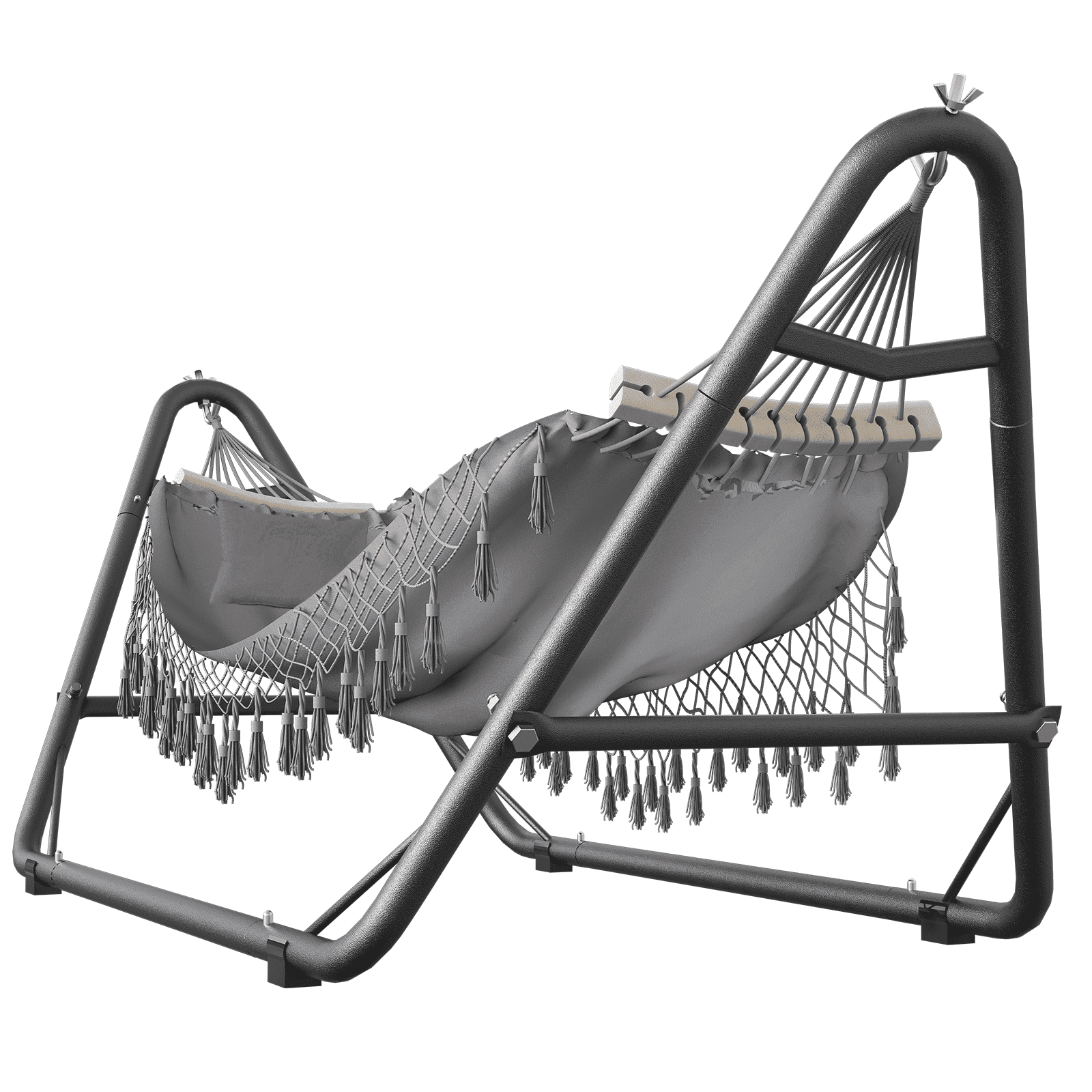 Yacona Hammock with Stand for Outside, Heavy Duty Steel Hammocks with Pillow for Backyard, Porch, Patio, Garden, Gray