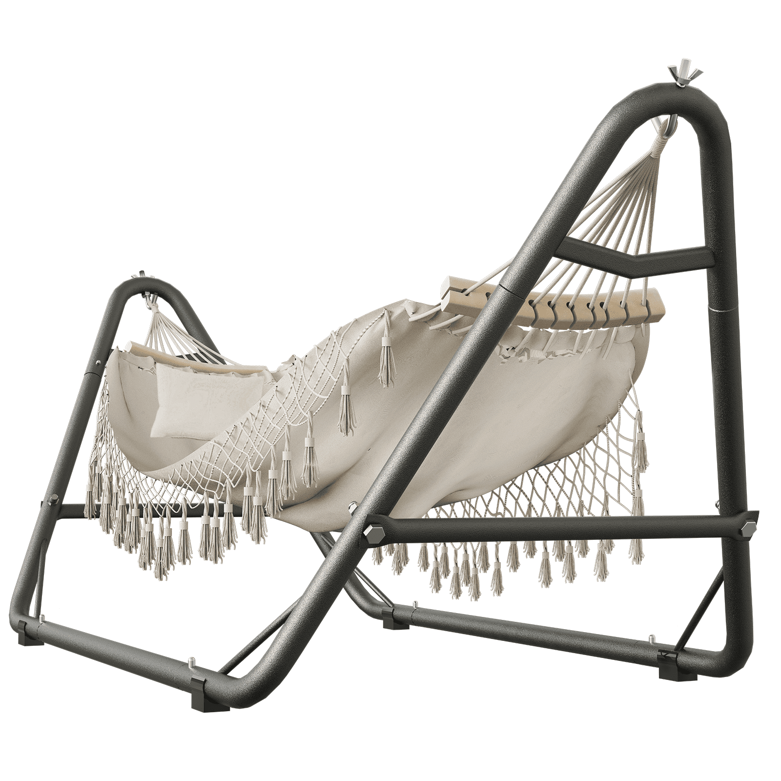 Yacona Hammock with Stand for Outside, Heavy Duty Steel Hammocks with Pillow for Backyard, Porch, Patio, Garden, White