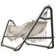 thumbnail image 1 of Yacona Hammock with Stand for Outside, Heavy Duty Steel Hammocks with Pillow for Backyard, Porch, Patio, Garden, White, 1 of 8