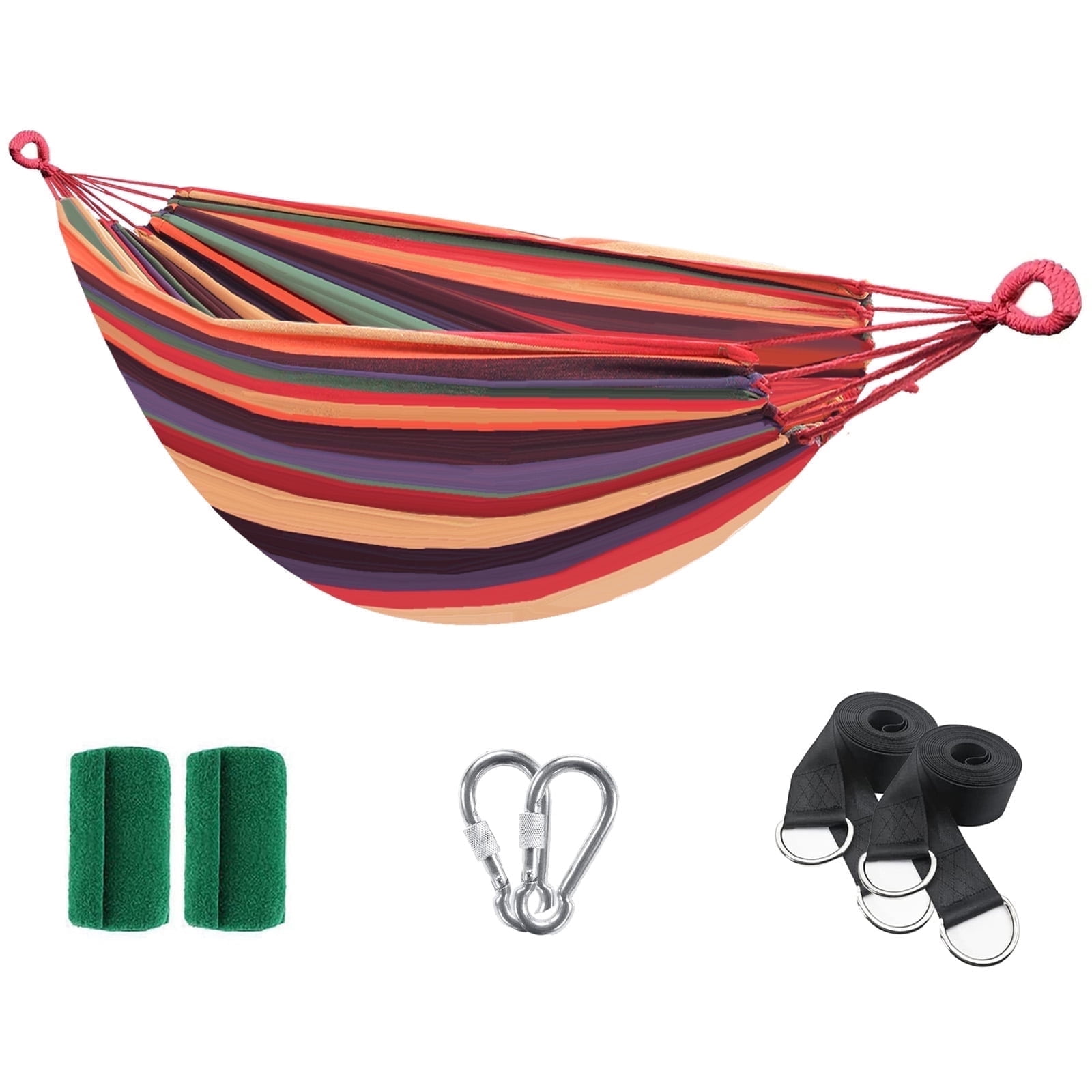 Double Hammock with Tree Swing Straps Holds 440lbs Capacity Hammock for Camping Outside Garden Outdoor Indoor Patio Backyard, Rainbow