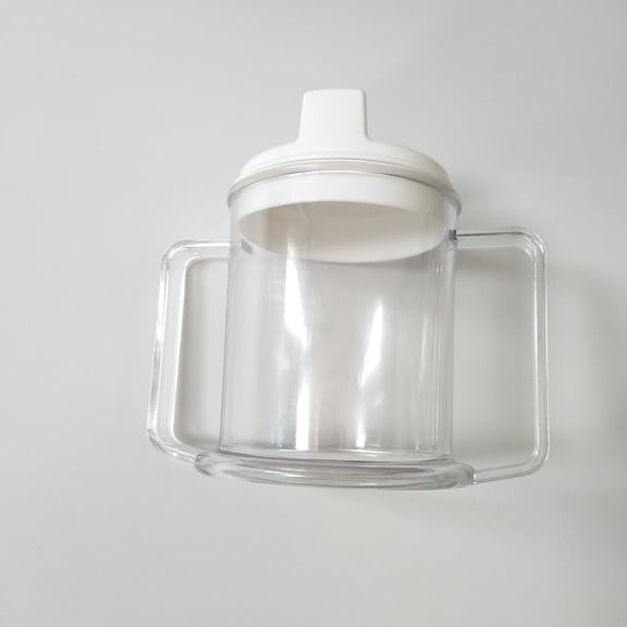 Double-Handle Adult Sippy Cup – Transparent Plastic Spill-Proof Mug for Elderly, Disabled, or Handicap Drinking Aids (Hot & Cold Beverages)