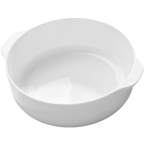 OUNONA White Ceramic Baking Dish with Double Handles for Home Use Oven Safe and Dishwasher Friendly 9.8 Inches