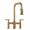 thumbnail image 1 of Double Handle Bridge Kitchen Faucet with Advanced Spray in Gold, 1 of 8
