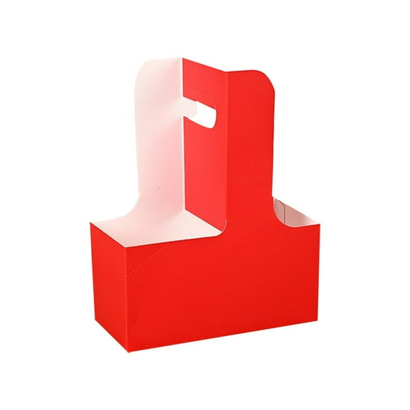 Double Handle Disposable Coffee Cup Kraft Paper Drink Tray for Secure Takeout Transport of Hot and Cold Beverages