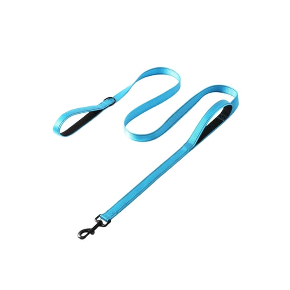 Double Handle Dog Leash for Traffic Control - Odor Proof Easy to Clean Coated Wide Nylon Strap with Handles for Outdoor Adventures