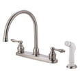 thumbnail image 1 of Double Handle Goose Neck Kitchen Faucet with White Sprayer, 1 of 1