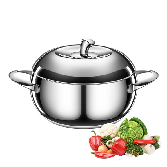 Double Handle Soup Pot Stockpot with Lid, Stainless SteelStock Pot for Induction, Multipurpose Heating Pot for Making Soups and Stews Kitchen