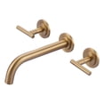 thumbnail image 1 of Double Handle Wall Mounted Bathroom Faucet with Rough-in Valve Included in Solid Brass Gold, 1 of 9