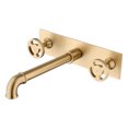 thumbnail image 1 of Double Handle Wall Mounted Bathroom Sink Faucet, Solid Brass Basin Faucet with 360-degree Swivel Spout, 1 of 8