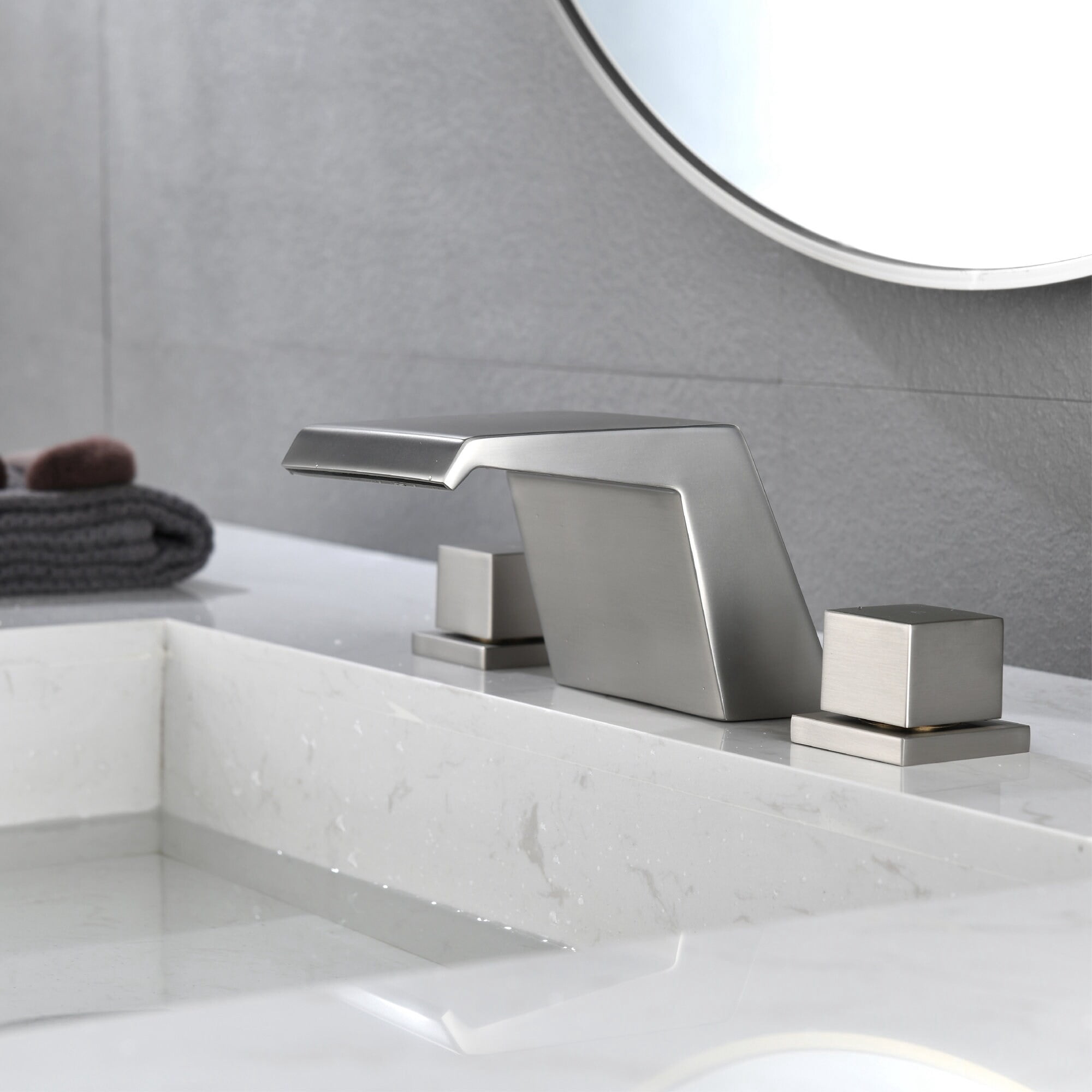 Double Handle Waterfall Bathroom Tub Faucet Brushed nickel - Walmart.com