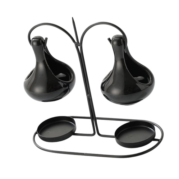 Double Hanging Ceramics Essential Oil Burners Diffuser with Metal Tealight Stand