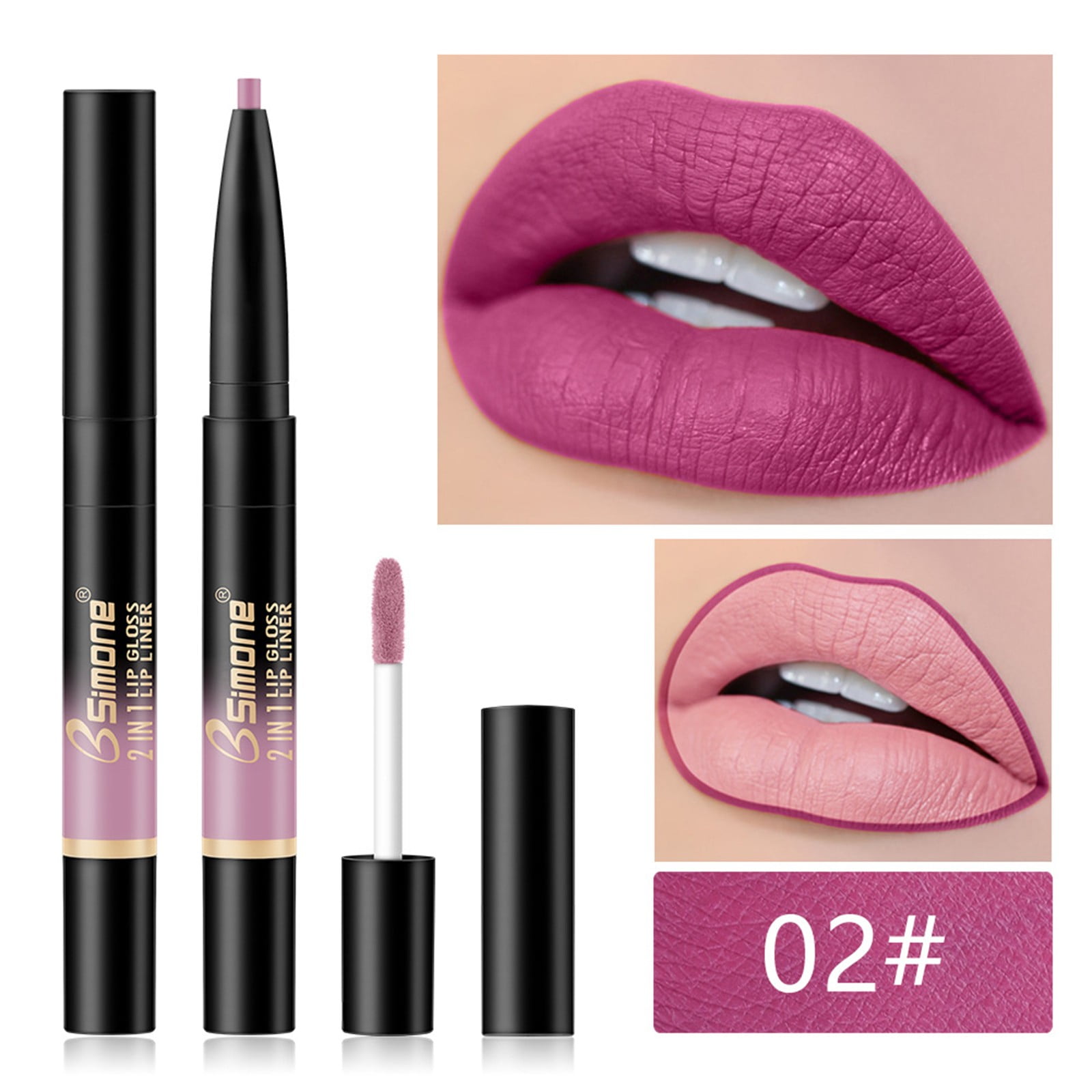 Double Head Automatic Lip Gloss Lip Liner Matt Velvet Lip Glaze Stop