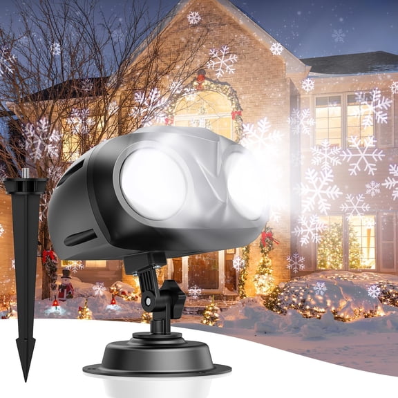 Double Head Christmas Snowflake Outdoor Projection Light,Waterproof Lights, 180Rotation Lights Outdoor, Suitable for Indoor Holiday Garden Patio Decorations