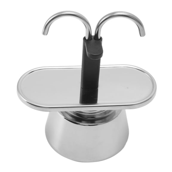 Double Head Coffee Pot 100ml Stainless Steel Stovetop Maker Pot Italian Coffee Maker for Home Cafe with Dual Conduit Design