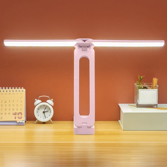 Double Head Desk Lamp with 3 Color Modes and Stepless Dimming, Flexible Foldable LED Table Light Eye Caring Reading Lamp with Memory Function for Home Office Study Workbench Bedroom