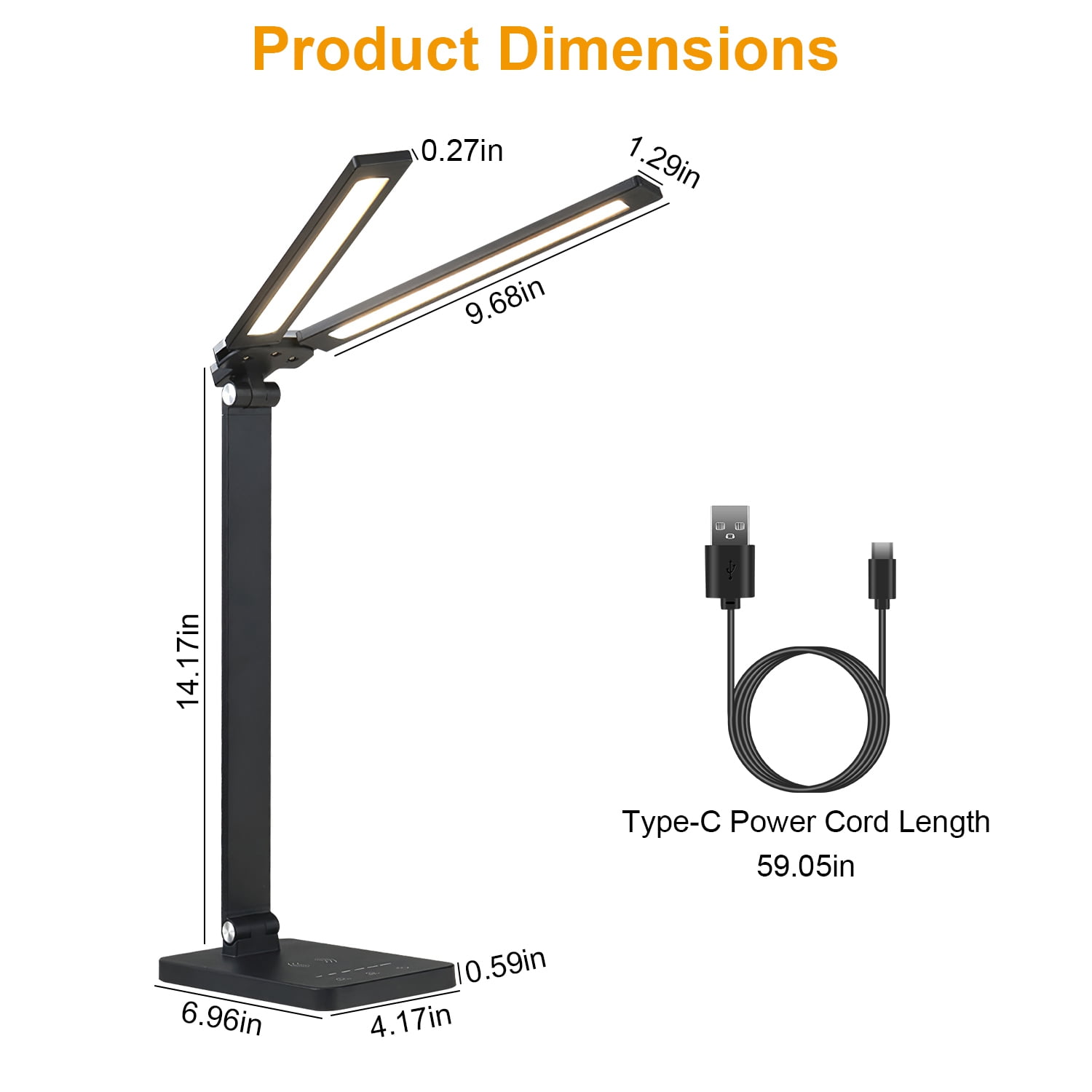 Double Head LED Desk Lamp Cordless Rechargeable Battery Operated Touch  Control
