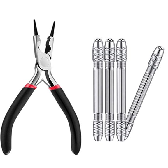 Double Head Jewelry Drill Set with Carbon Steel Bits for Wire Art & Metal Crafting Projects