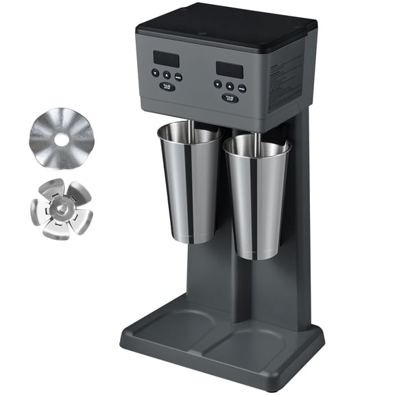 Double Head LED Control 375W Milkshake Maker, 3 Speed Stainless Steel Cup Commercial Beverage Mixing Machine