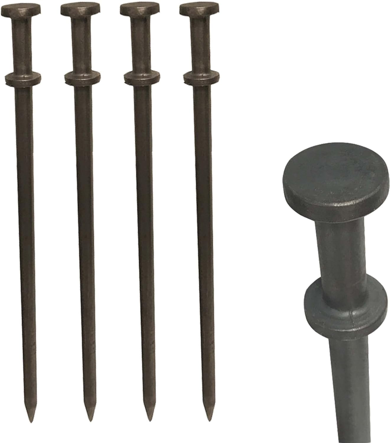 Double Head Metal Tent Stakes Heavy Duty Steel Ground Stake, Versatile
