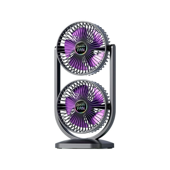 Double Head Portable Desktop Fan with 3 Speed Settings, Bidirectional Airflow, USB Rechargeable, Low Noise, Energy Efficient for Home, Office, Camping, and Travel
