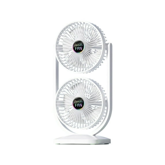 Double Head Portable Desktop Fan with 3 Speed Settings, Bidirectional Airflow, USB Rechargeable, Low Noise, Energy Efficient for Home, Office, Camping, and Travel
