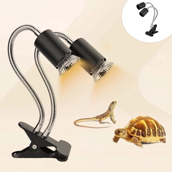 Double Head Reptile Basking Heat Lamp with Adjustable Full Spectrum UVA UVB Light Calcium Synthesis Temperature Control for Turtle Lizard Gecko Snake Reptile Terrarium Tank Supplies(1XLight Tripod)