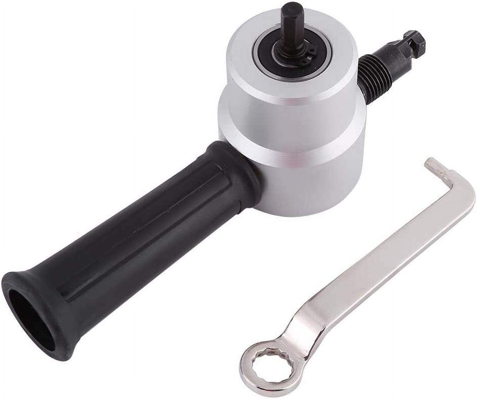 Double Head Sheet Metal Nibbler Cutter 360 Degree Adjustable Power Drill Nibbler Cutting Tools Kit Drill Attachment with Wrench for Straight Curve and Circle Cutting