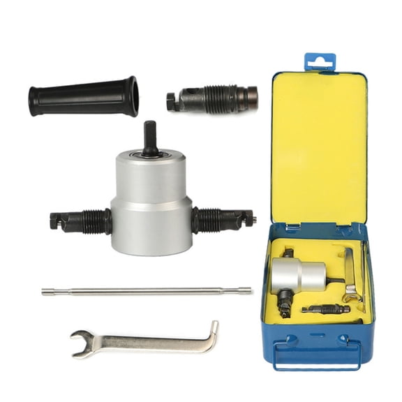 Double Head Sheet Metal Nibbler, Illuminate Nibbler Metal Cutter, Nibbler Drill Attachment for Straight and Curved Cut