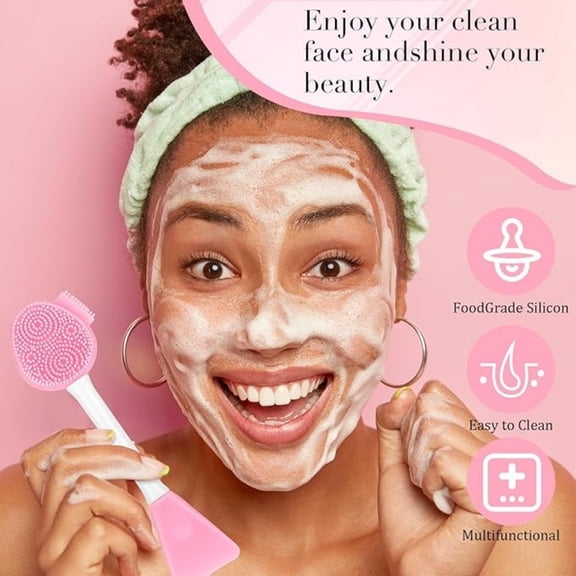 Double Head Silicone Face Cleansing Brush Mud Mask Applicator Massage Tool