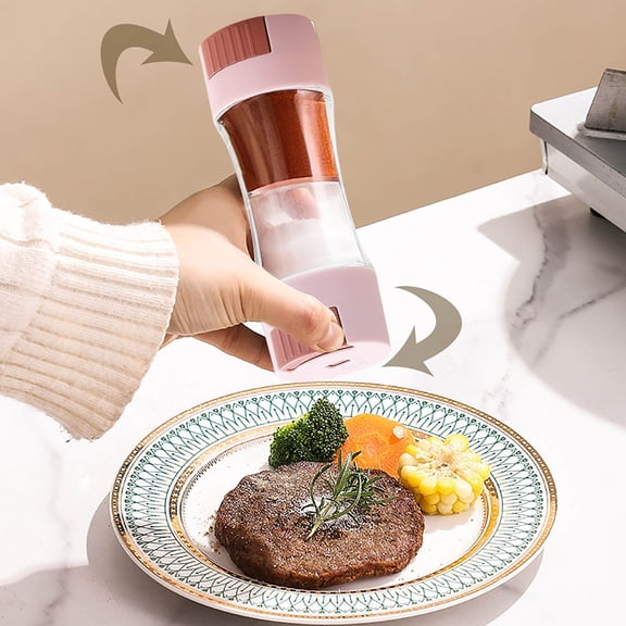 ​​Double Head Spice Shaker Portable Seasoning Dispenser Camping Kitchen Tool Refillable Salt Pepper Container with Adjustable Flow​​