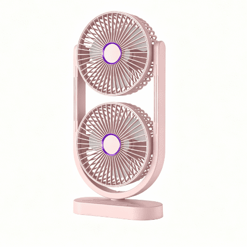 Double Head Two Way Desktop Portable Fan, High Wind Power Fan for Home Office Camping Bedroom, USB Rechargeable