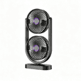 thumbnail image 1 of Double Head Two Way Desktop Portable Fan, High Wind Power Fan for Home Office Camping Bedroom, USB Rechargeable, 1 of 9